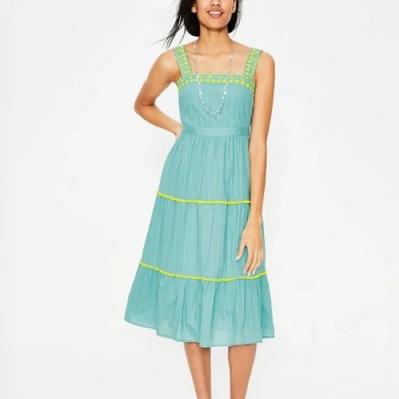 sachin and babi light blue dress Mini Boden Girls Jersey Dress - Size 8-9Y - Green Color with Embroidered  Flowers main image 1